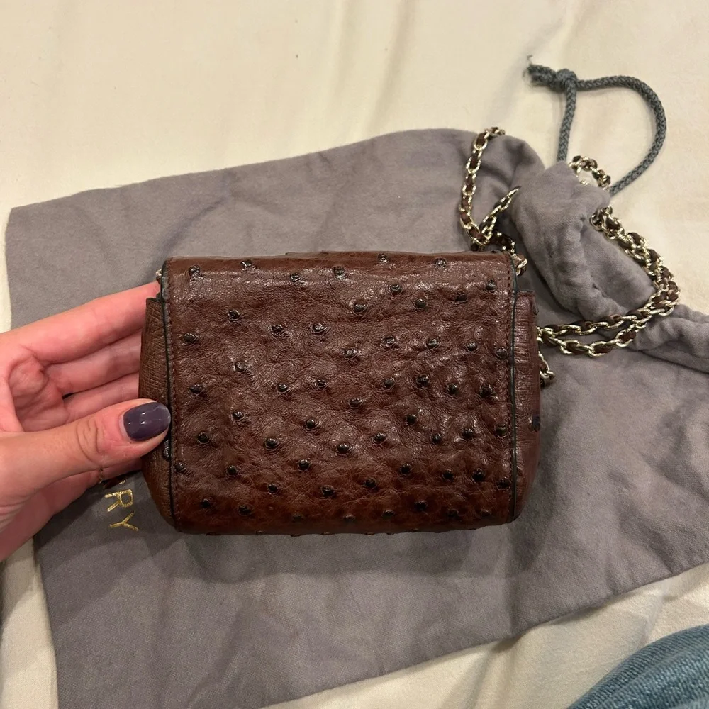 Mulberry Lily Mini in Oxblood Ostrich - Picture 5 of 7